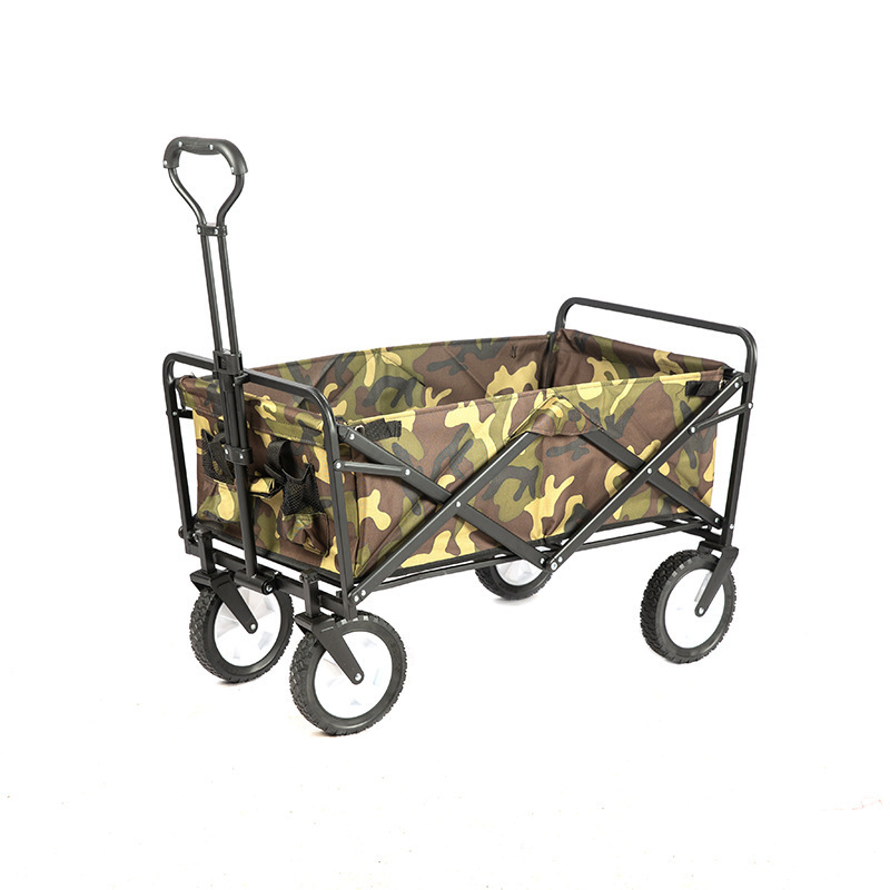 Heavy Duty Folding Wagon With 4 Large Wheelsoutdoor Picnic Cart Foldable Garden Trolley Cart 360 Degree Swivel Wheels