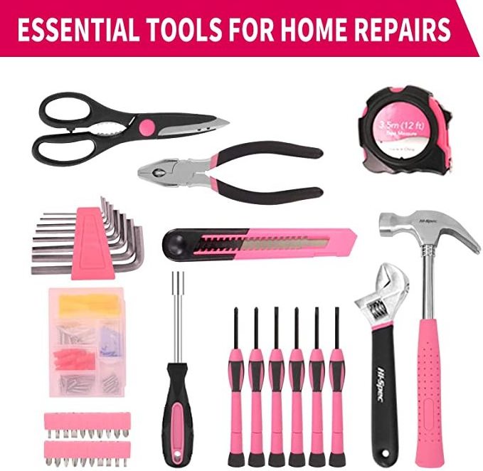 Custom Ladies Home Repair Hand Pink Tool Kit with Purple Tool Bag