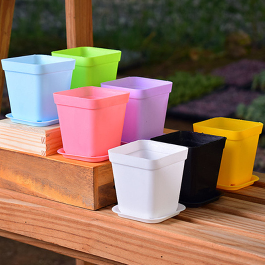 Wholesale Gardening Gifts Colorful Mini Succulent Plant Pots Plastic Flower Plant Pots with Drainage Holes and Saucers