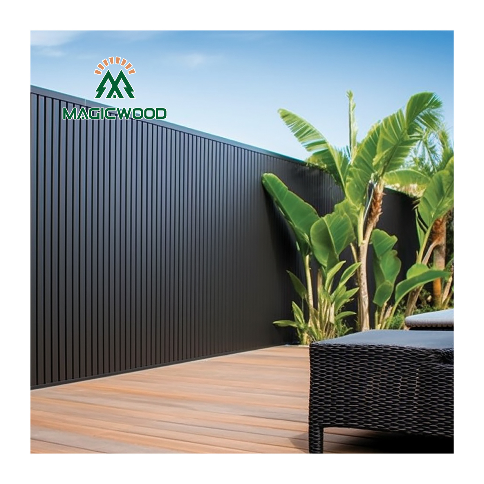 Direct Selling weather resistant privacy fence panels patio wpc composite fence panel 6 foot black vinyl privacy fence