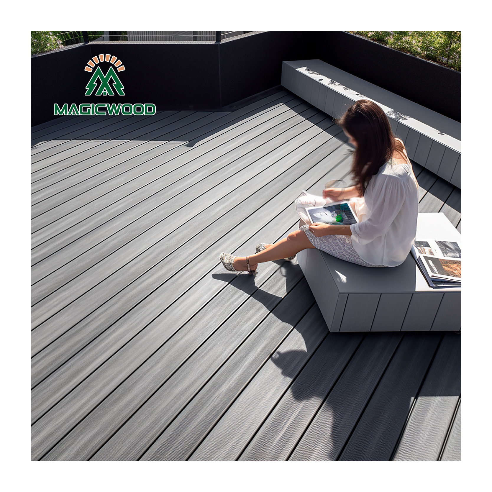 Easy Installation Popular Design villa hotel  wood deck wpc carbonized wood co-extrusion composite decking outdoor