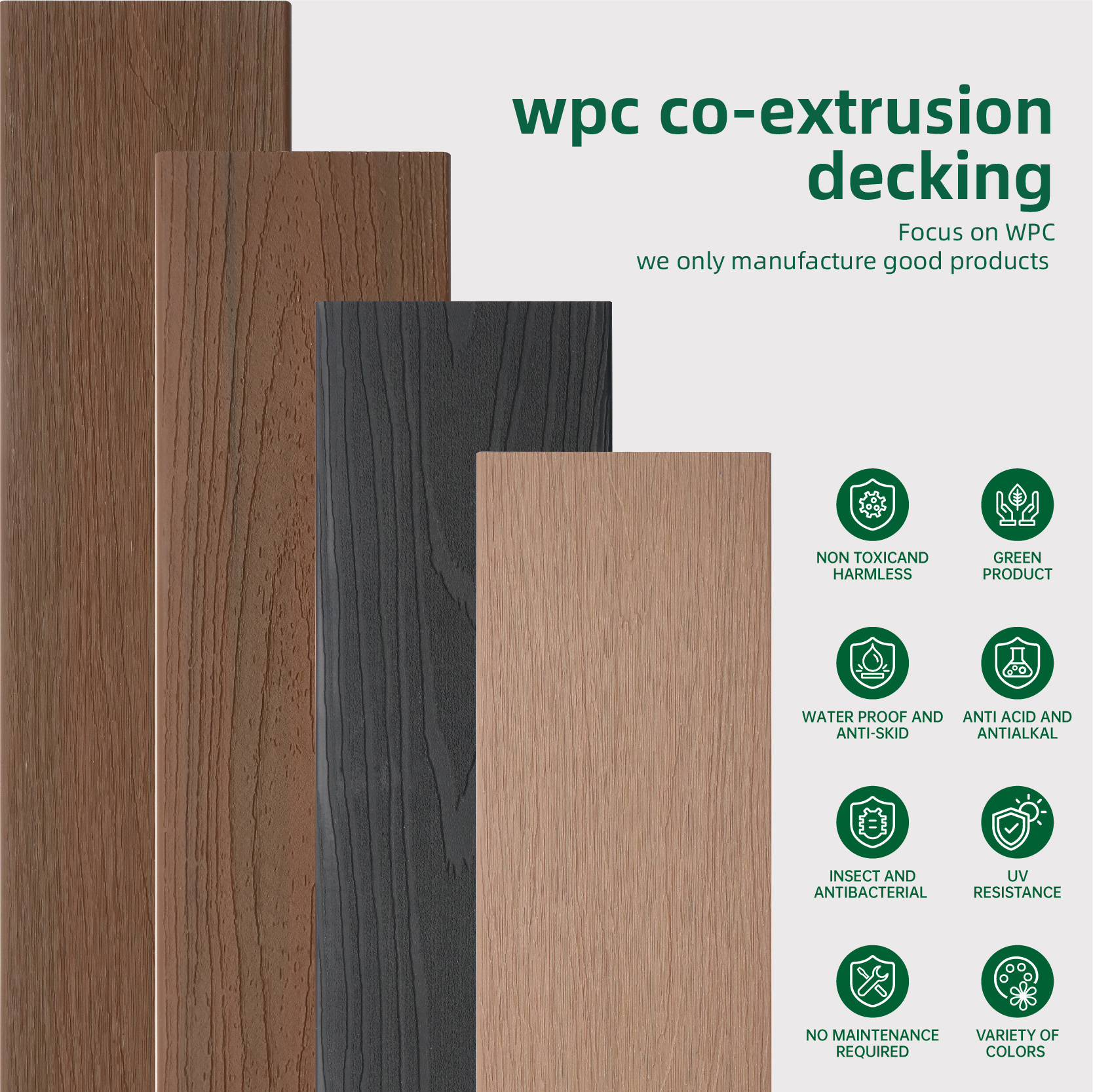 Easy Installation Popular Design villa hotel  wood deck wpc carbonized wood co-extrusion composite decking outdoor