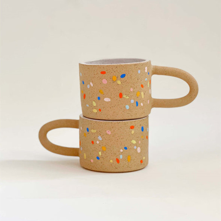 Custom handmade stoneware porcelain milk water tea cup creative pattern speckled ceramic mug coffee cups mugs