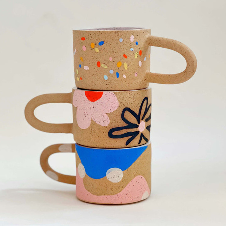 Custom handmade stoneware porcelain milk water tea cup creative pattern speckled ceramic mug coffee cups mugs