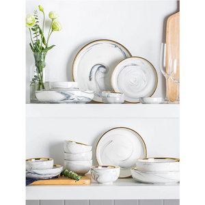 Dinnerware Ceramic Marble Dinner Plate Wedding Dishes Luxury Dinner Set