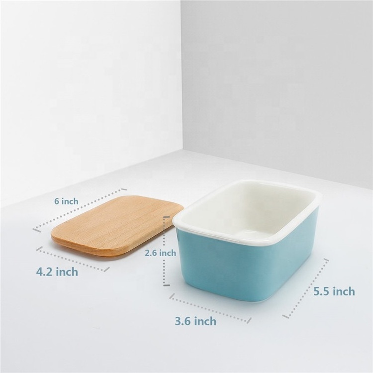 Wholesale lovely rectangle shape butter storage dish ceramic butter box for cheese