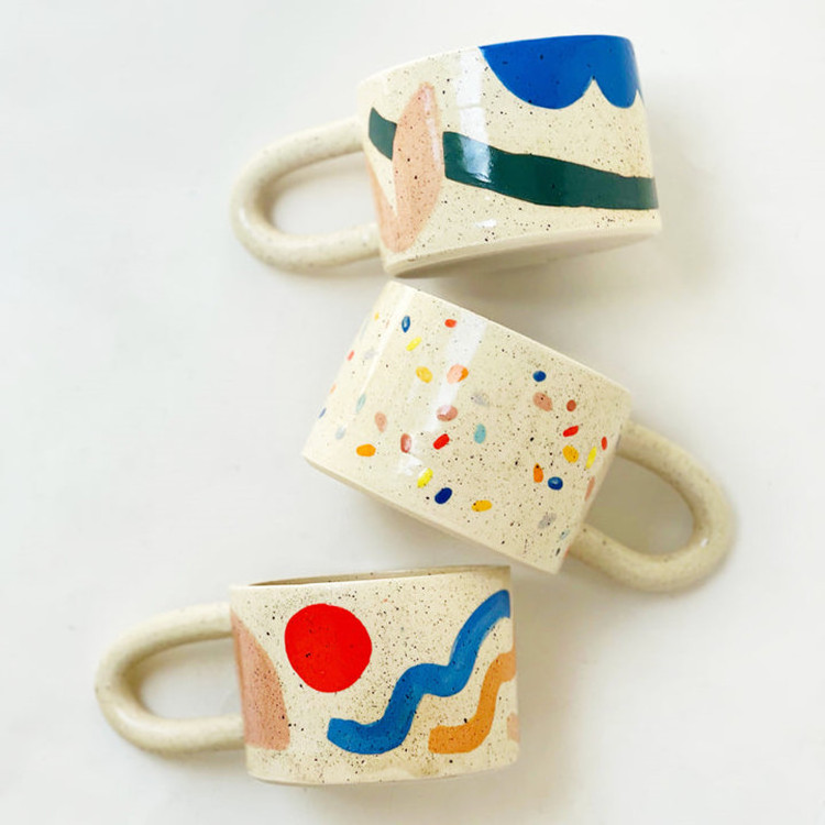 Custom handmade stoneware porcelain milk water tea cup creative pattern speckled ceramic mug coffee cups mugs