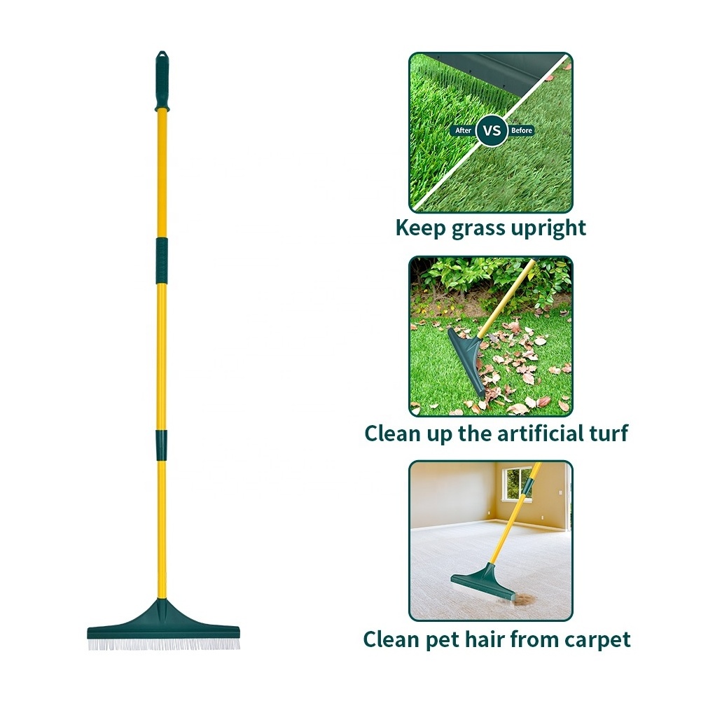 Winslow & Ross Garden telescopic artificial leaf rake broom grass sweeper with steel handle brush