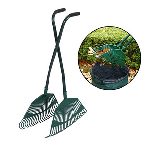 Winslow & Ross garden manual leaf collector collecting rake steel tube metal long handled plastic leaf grabber