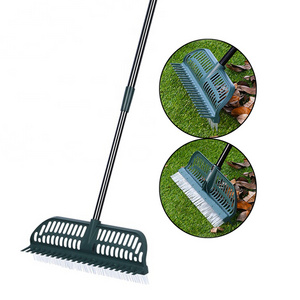 Winslow & Ross 2 in 1 Artificial turf high quality garden rake plastic carpet rake with PP rake head and PA brush wire