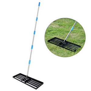 Winslow & Ross Garden lawn leveler tool heavy duty carbon steel lawn leveling rake with 5-section rod