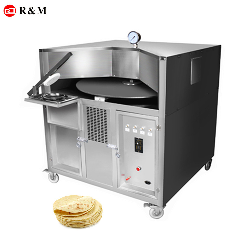 Commercial rotating flat naan bake making electric gas tandoor lebanese chapati arabic roti pita bread oven other snack machines