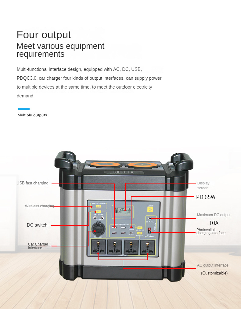 Price Of  LiFePO4 Battery Solar Generator 1000w 1500w 2000w  3000w Fast Charging Portable Power Station For Outdoor And Home