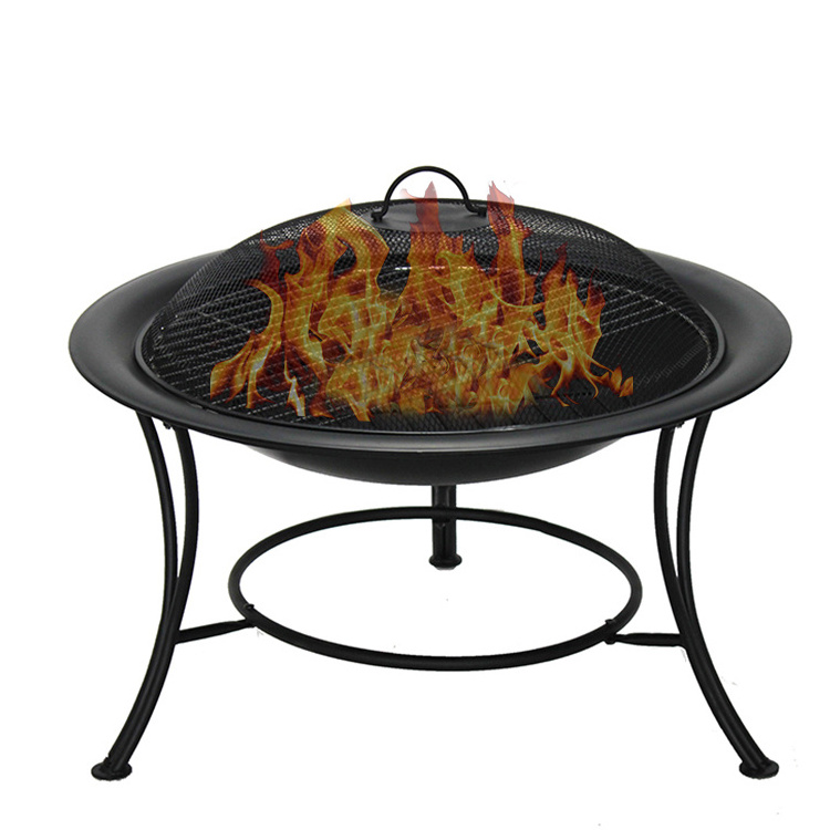 29 inch Steel Wood Burning Outdoor Firepit Round fire bowl brazier with Wood Grate