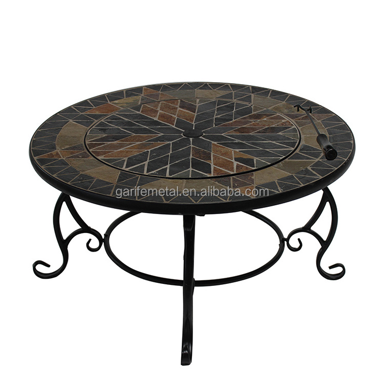 Customization Mosaic Outdoor Round Patio Garden Heater Marble Fire Pit Coffee Table Grill