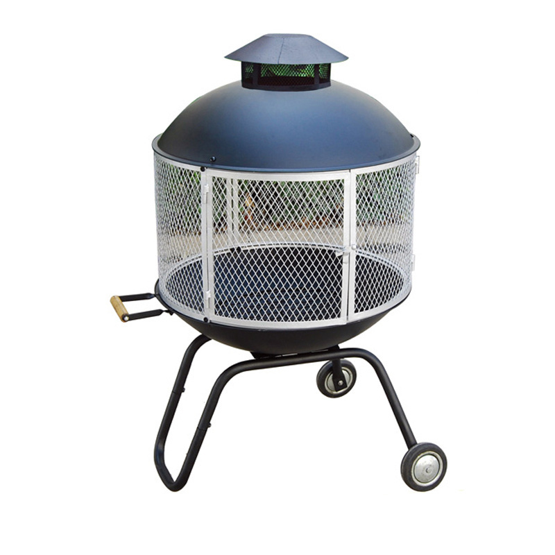 Steel outdoor fireplace with wheels Barbecue Grill Barbecue Outdoor Camping Picnic Bbq Grill