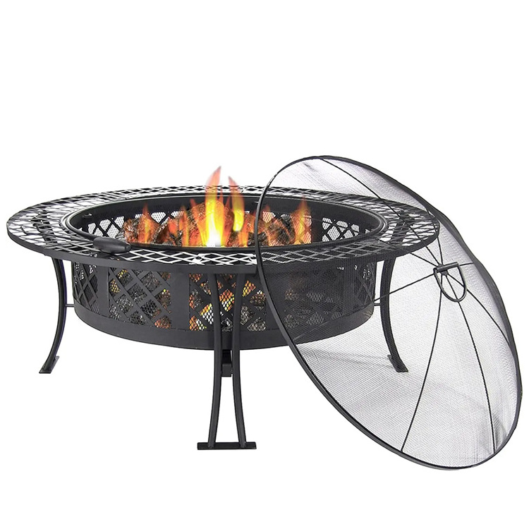 Solid Metal Fire Pits Outdoor Wood Burning Portable Weather Resistant Easy to Clean Firepit Grate Heavy Duty with Poker