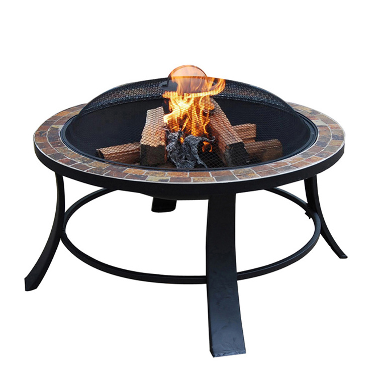 Glass Mosaic High Quality Factory Direct Round Outdoor Slate Top Outdoor Garden Fire Pit