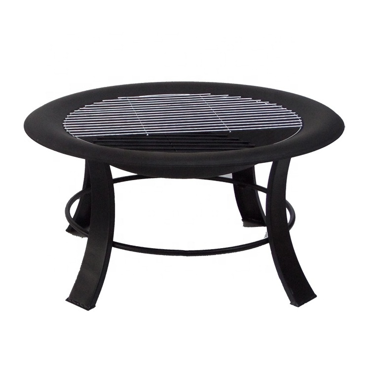 29 inch Black Iron Fire Pit Round Outdoor Camping Fire Pit with Poker BBQ Equipment for Outside garden