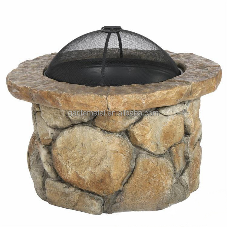 Factory wholesale patio fire pit table outdoor MGO fire pit fake stone fire pit with BBQ grill