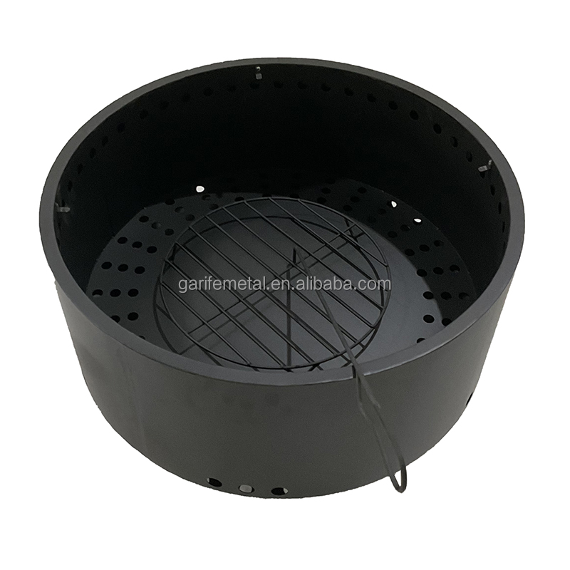 Hot Sale metal heater round with wooden lid with cooking grid tabletop bonfire fire pit bowl for outdoor patio