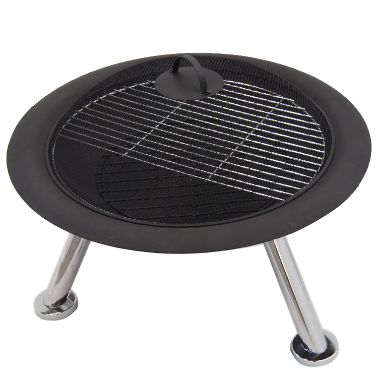 74cm fire pit with mesh cap stick grid chromed steel legs and poker Bbq Grills Outdoor Portable Smokeless Bbq Gas Grill Charcoal