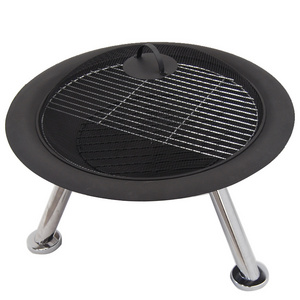 74cm fire pit with mesh cap stick grid chromed steel legs and poker Bbq Grills Outdoor Portable Smokeless Bbq Gas Grill Charcoal