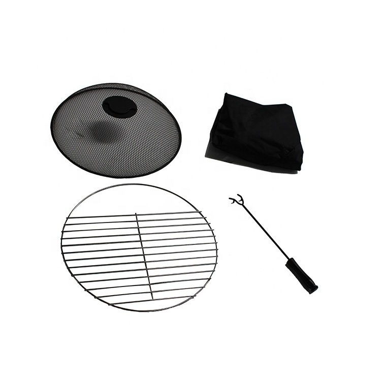 29 inch Black Iron Fire Pit Round Outdoor Camping Fire Pit with Poker BBQ Equipment for Outside garden