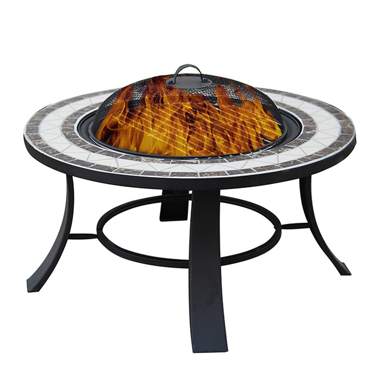 Mosaic Tile Table Fire Pits wood burning fire pit outdoor patio set with fire pit