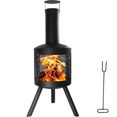 Modern Chimenea Fireplace Outdoor Fire Pits Chimney Wood Stove Wood Burning Outdoor Garden Patio Heater Fire Pit with Chimney