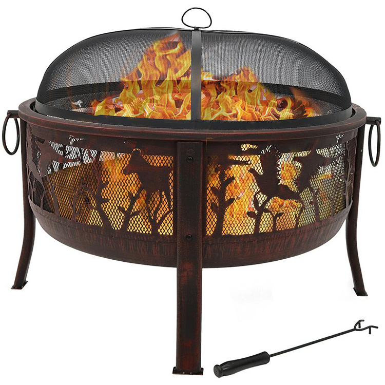 Large fire pit outdoor camping fire pit wood burning fire pit for Patio Backyard