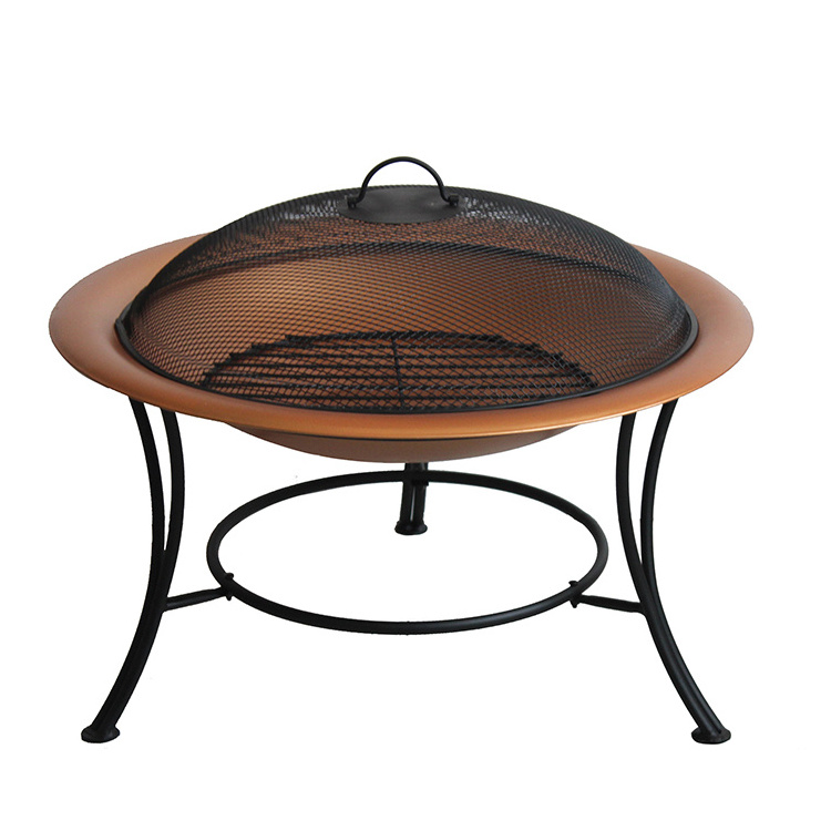 29 inch Steel Wood Burning Outdoor Firepit Round fire bowl brazier with Wood Grate