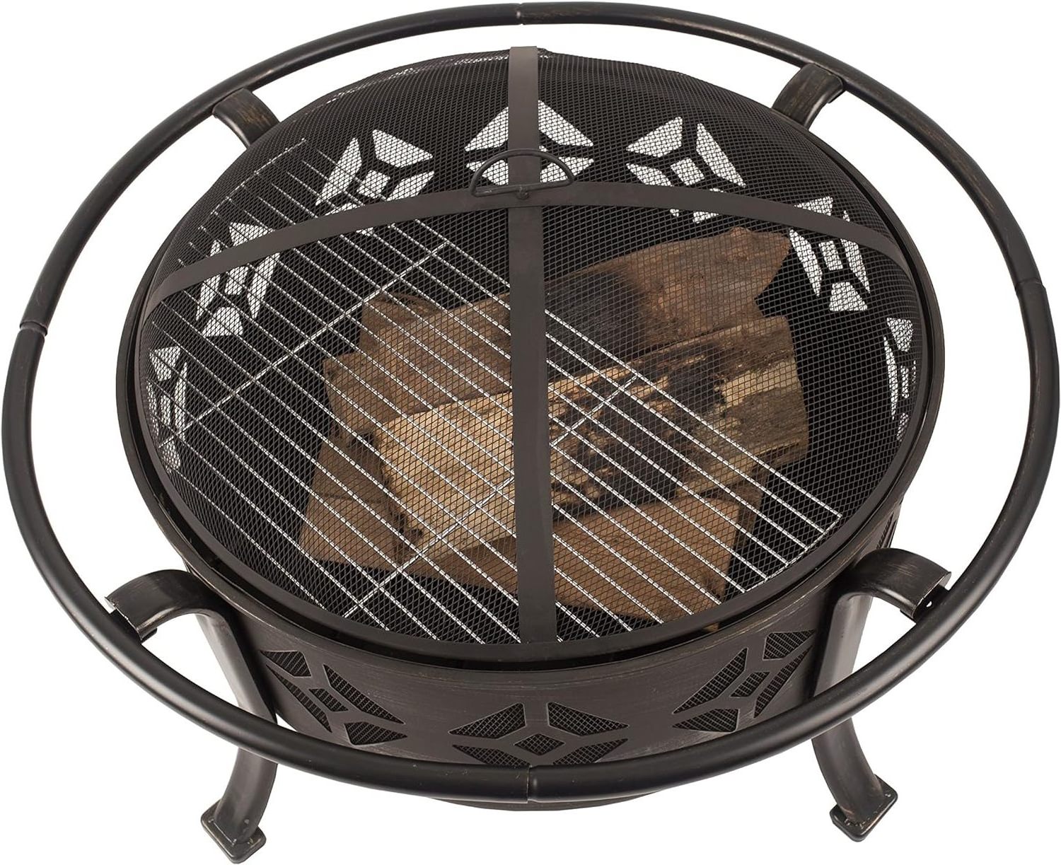 Outdoor Burning Fire Pit Black Fireplace Extra Deep Large Round Cast Iron Fire Pit