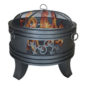 Firepits Backyard 26 Inch Round Steel Antique Bronze Wood Burning Fire Pits With Sparkle Screen