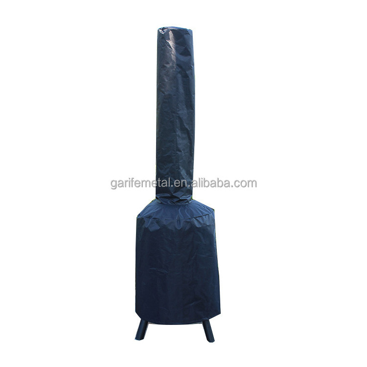 Outdoor Contemporary Tall Patio Chimenea Black Steel Firepit Stove