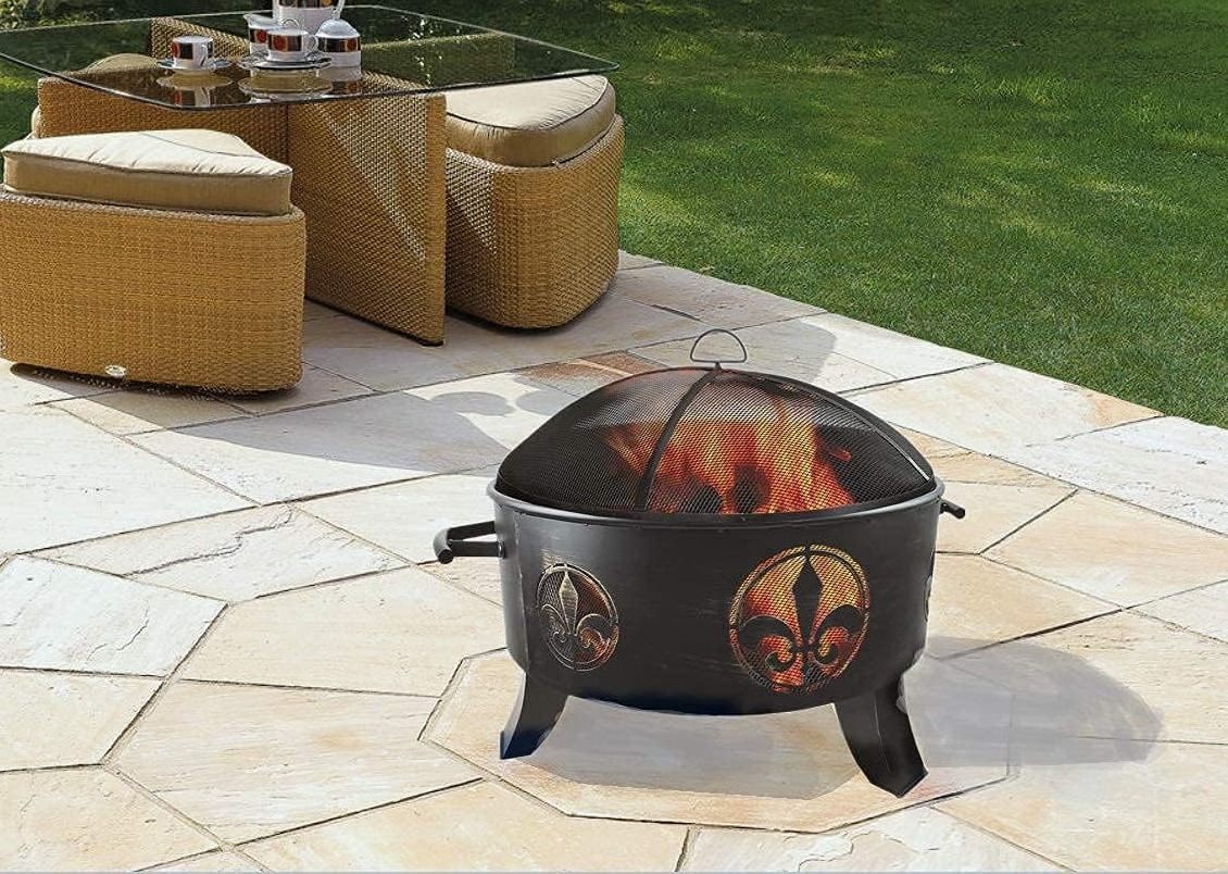 Suitable Size Personalized Unique Design Metal Fire Pit Round Customized Logo Fire Pit Bbq Fit With Mesh Spark Screen Cover