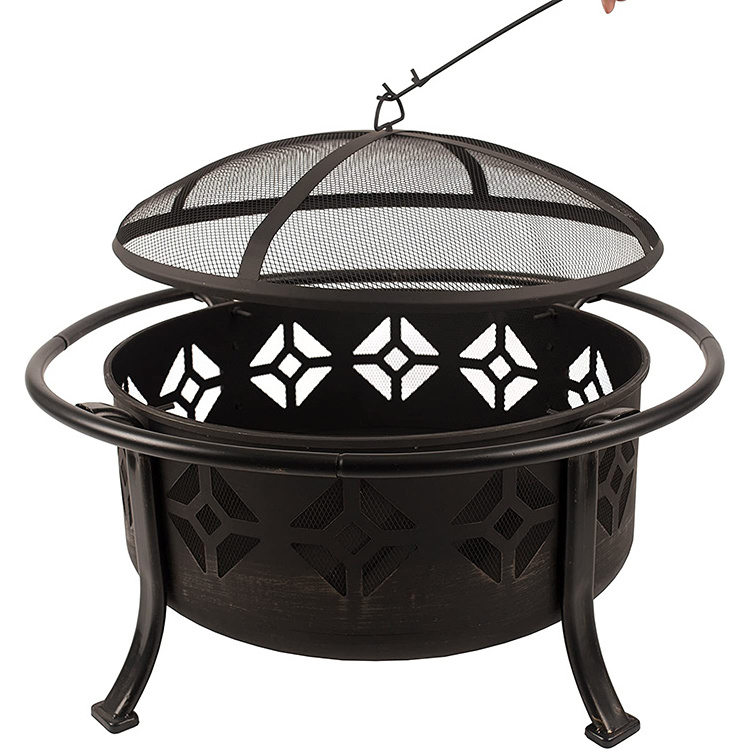 Deep Bowl fire pit outdoor wood burning fire pit Will Help To Protect You And Your Guests From Escaping Spark