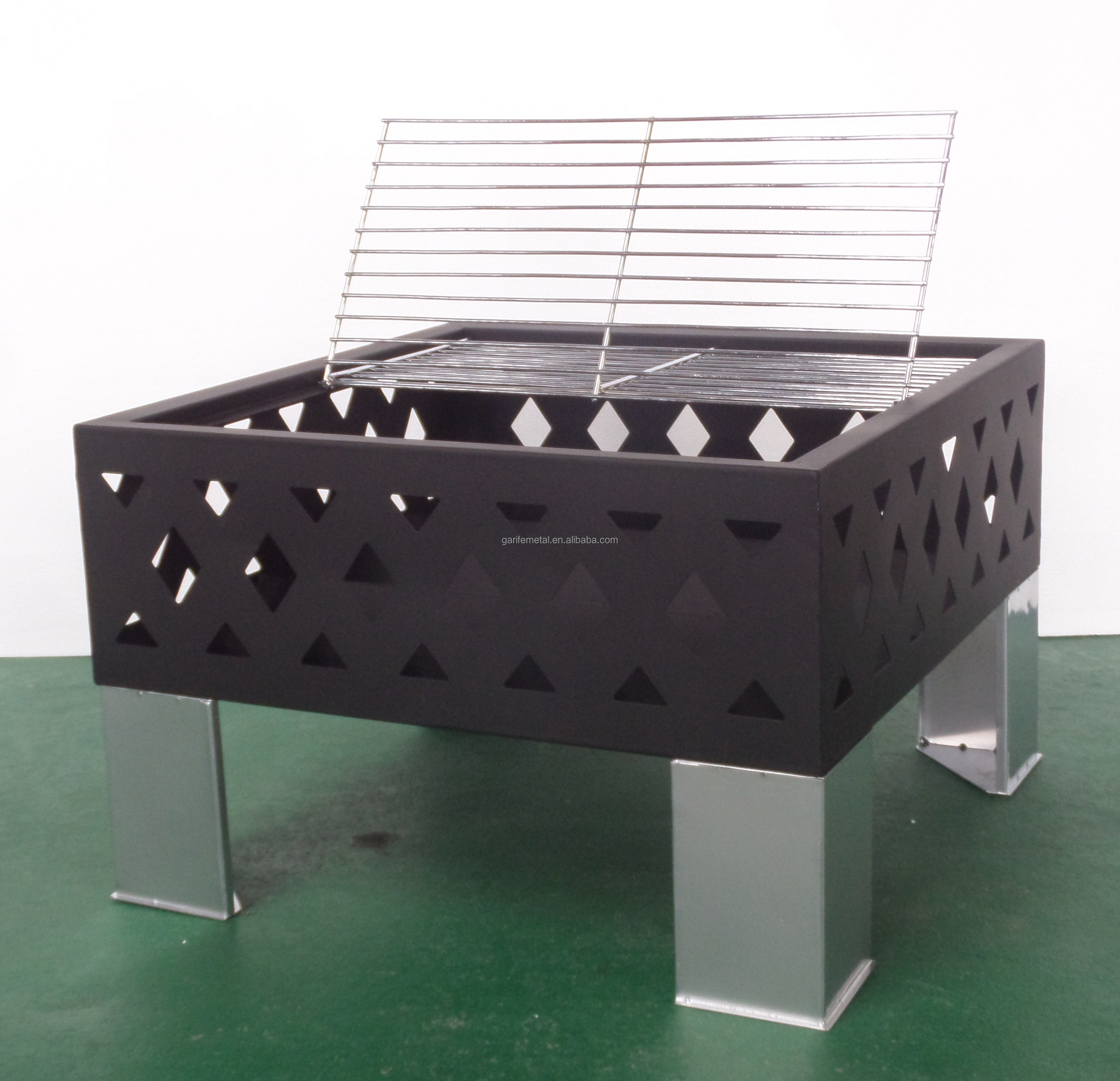 60cm Square Fire Pit With Screen Cover And Poker Outdoor Brazier Metal Patio Heater Firepit Stove Fire Pit