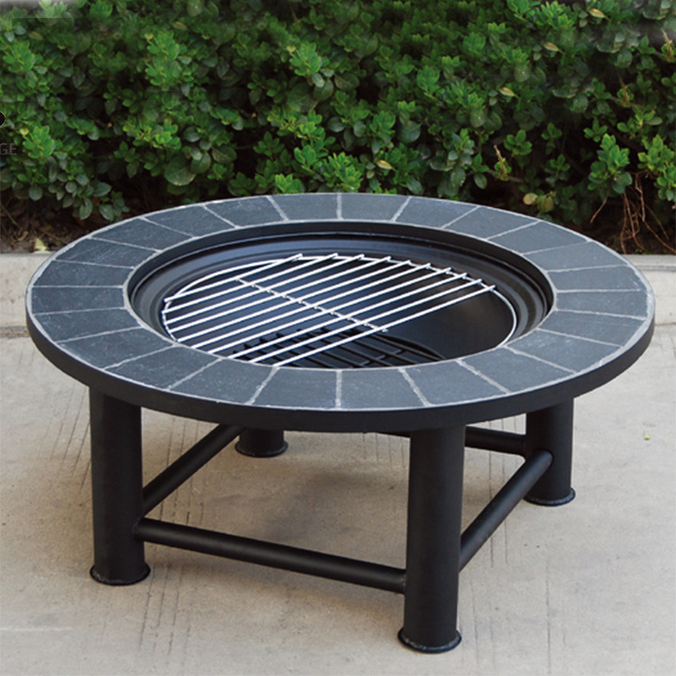 Glass Mosaic Top Outdoor Fire Pit Table Garden Country Style Star Metal Fire Pit