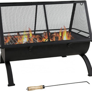 36 Inch Large Outdoor Rectangular Camping Fire Pit garden wood burning fire pit for Outside Cooking BBQ Grill