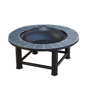 Glass Mosaic Top Outdoor Fire Pit Table Garden Country Style Star Metal Fire Pit