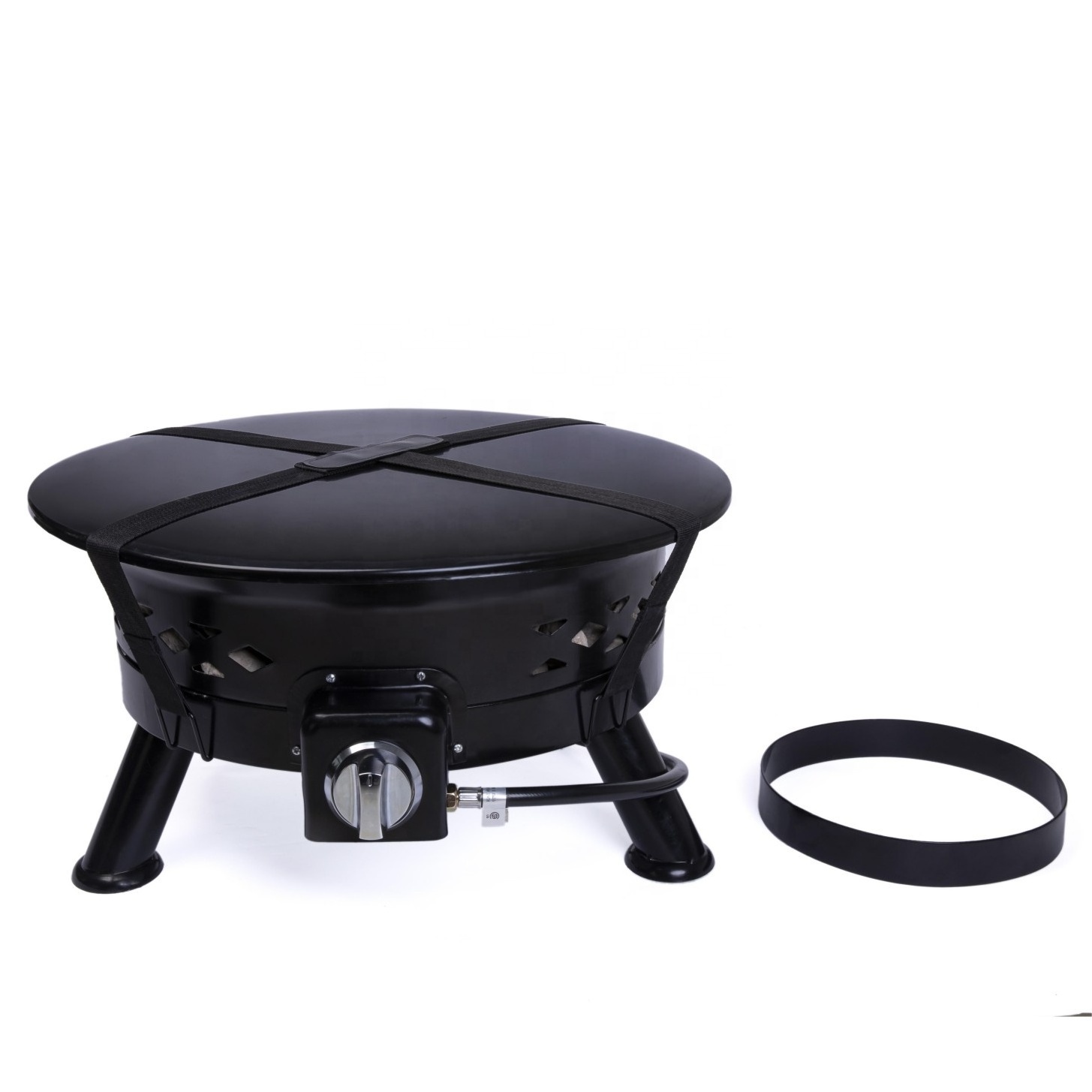 58000BTU gas fire pit 24 Inch Diameter fire pit Portable Outdoor Propane Fire Pit with Cover Carry Kit and Lava Rocks