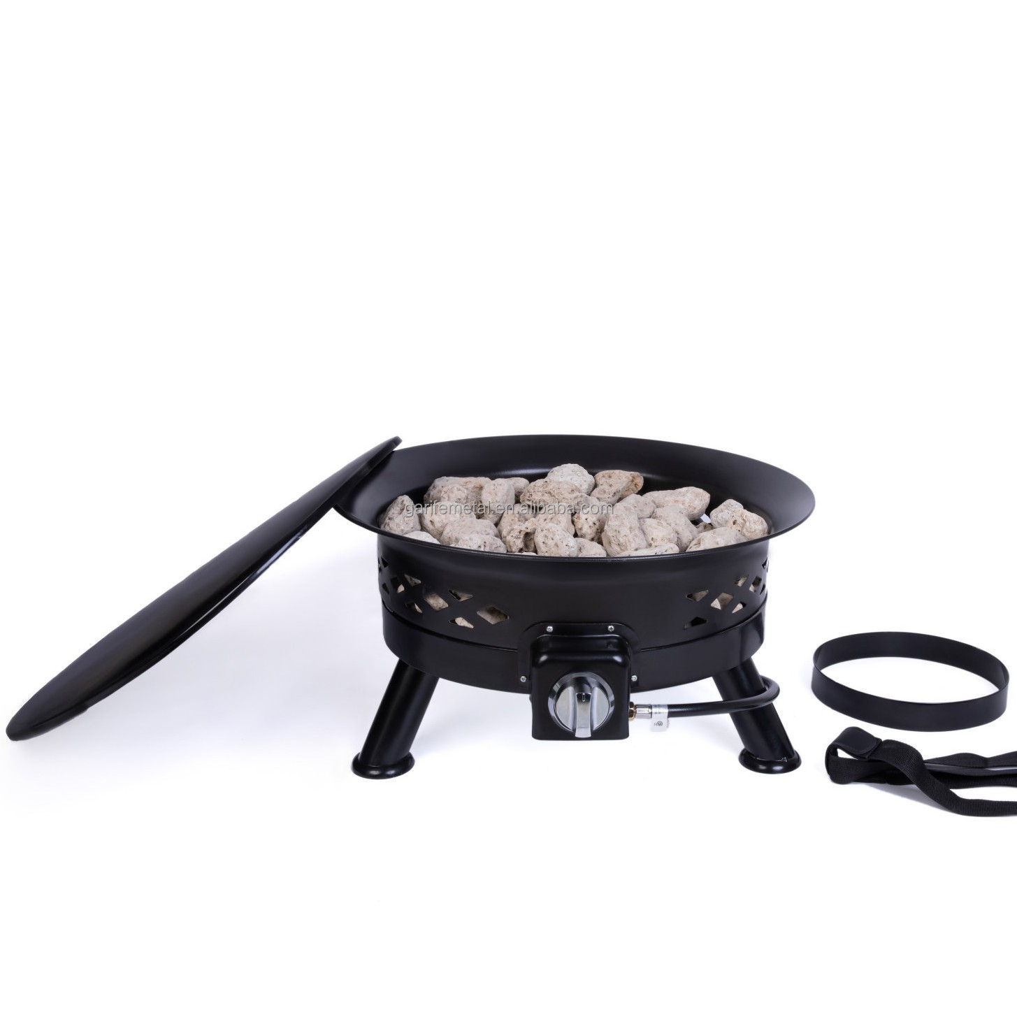 Smokeless Propane Fire Pit 24 inch Portable Fire bowl 58000 BTU camping gas fire pit with Self Igniter