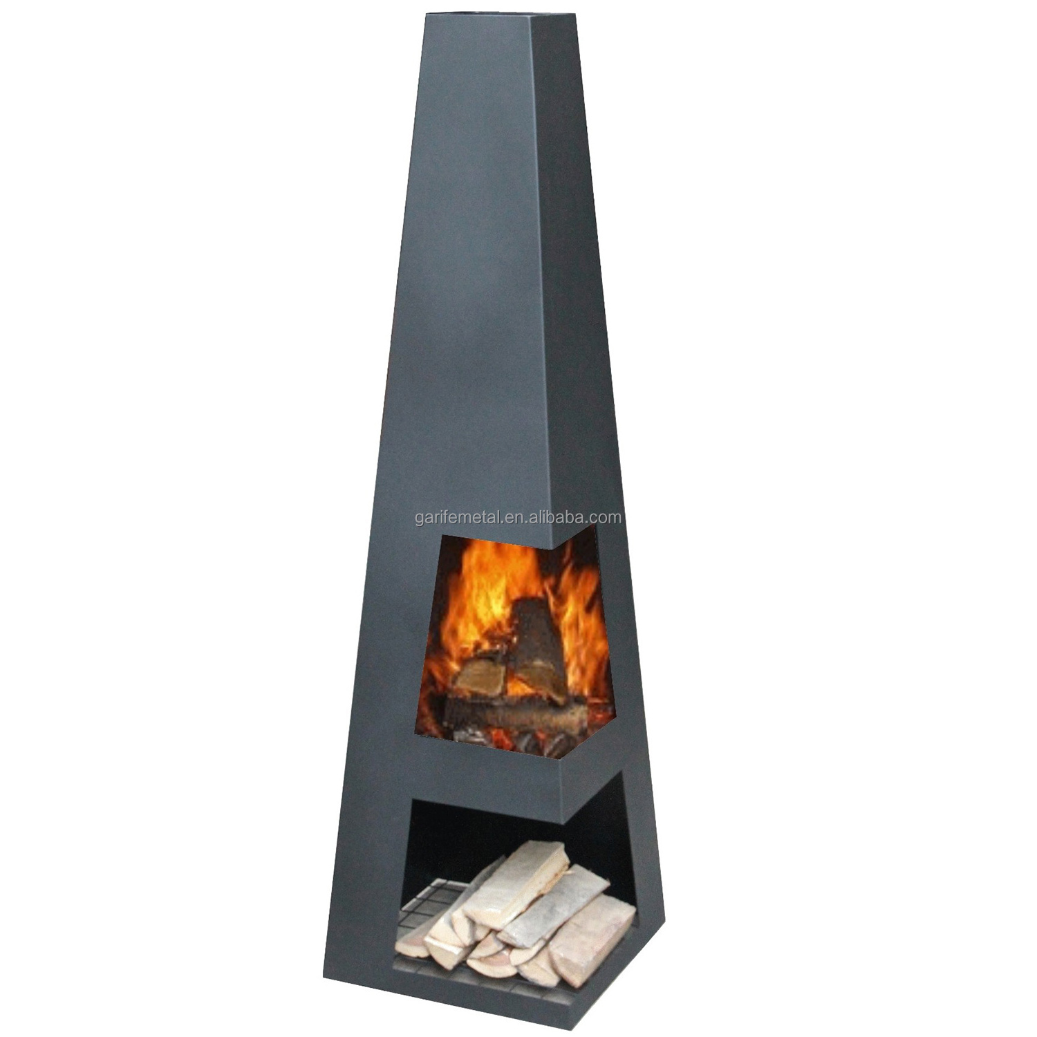 Antique outdoor brazier patio camping Wood Burning charcoal Corten Steel tall chimney Fire pits