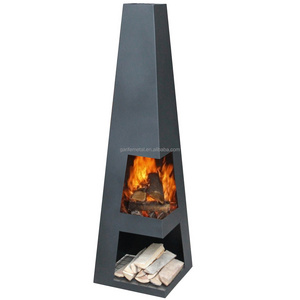 Antique outdoor brazier patio camping Wood Burning charcoal Corten Steel tall chimney Fire pits