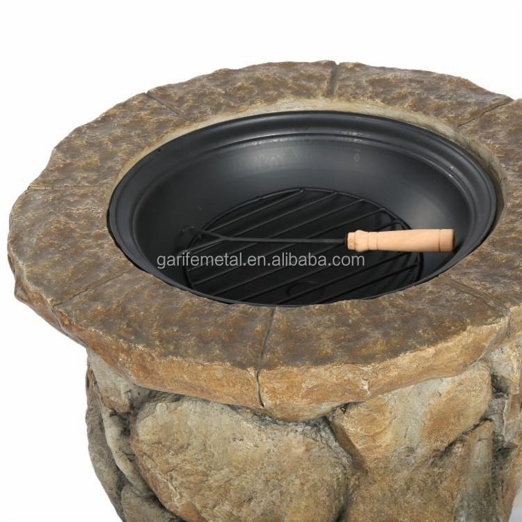 Factory wholesale patio fire pit table outdoor MGO fire pit fake stone fire pit with BBQ grill