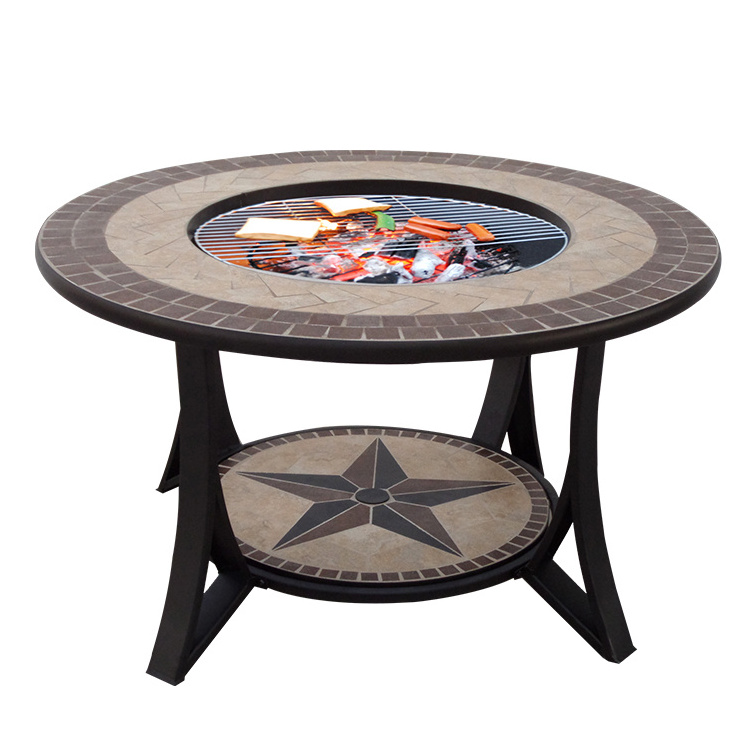 Outdoor fire Pit Table With Bbq Grill Garden Mosaic Bbq Glass Mosaic Top Outdoor Fire Pit