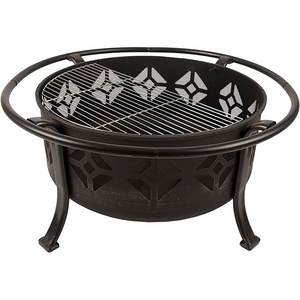 30" Steel fire pit with 22" steel fire bowl Garden Square Steel Wood Burning 24 In Fire Pit