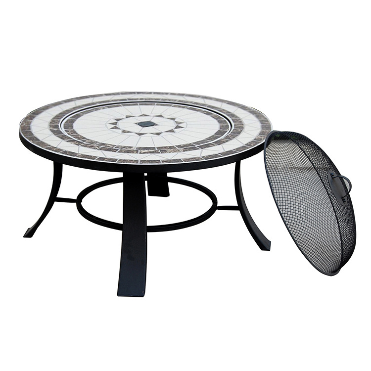 Mosaic Tile Table Fire Pits wood burning fire pit outdoor patio set with fire pit