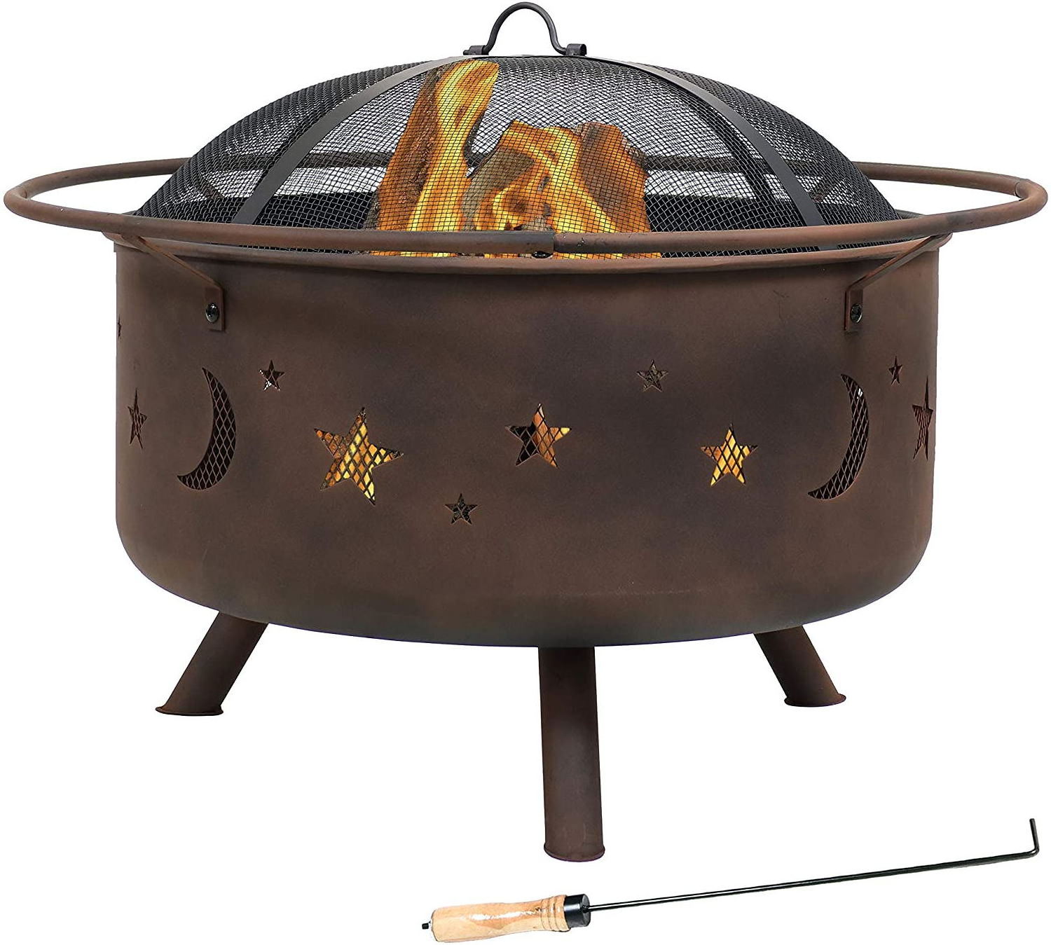 Outdoor Patio Camping Metal Hollow Out Small Moon And Star Fire Pit